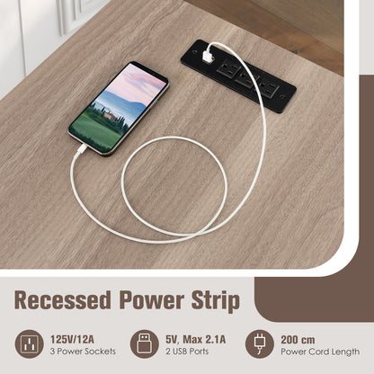Goflame L Shaped Desk with Power Outlets & USB Ports
