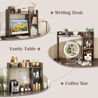 Goflame Desktop Bookshelf, Wood Desk Hutch Organizer for 27 Inch Computer Monitor