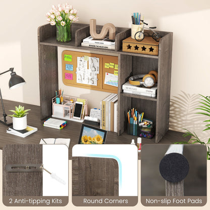 Goflame Desktop Bookshelf, Wood Desk Hutch Organizer for 27 Inch Computer Monitor