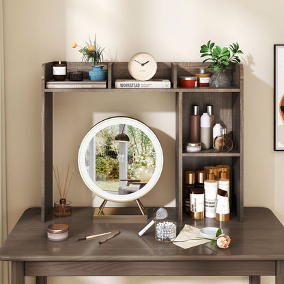 Goflame Desktop Bookshelf, Wood Desk Hutch Organizer for 27 Inch Computer Monitor