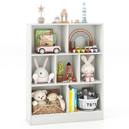 Goflame 7 Cube Bookcase 4-Tier Freestanding Bookshelf w/ 7 Open Compartments