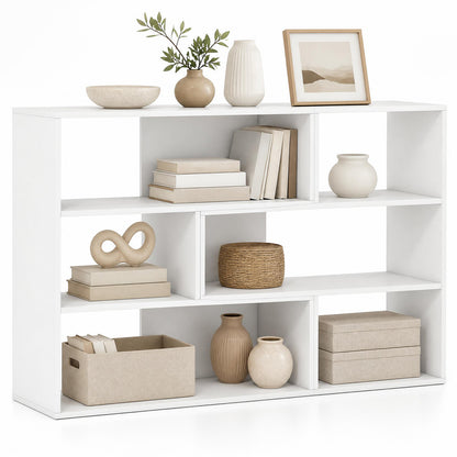 Goflame 3-Tier Bookshelf, Wooden Concave Bookcase for Small Space | Modern Freestanding Display Storage Shelves
