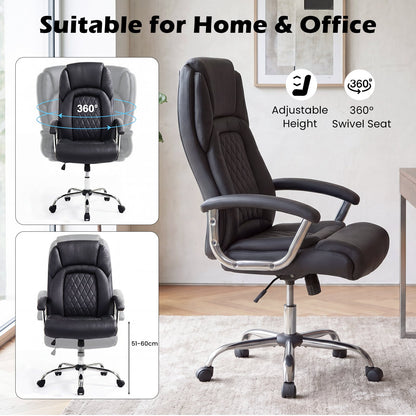 Goflame Ergonomic Leather Office Chair – Adjustable Swivel Executive Desk Chair with Armrests & Rocking Backrest