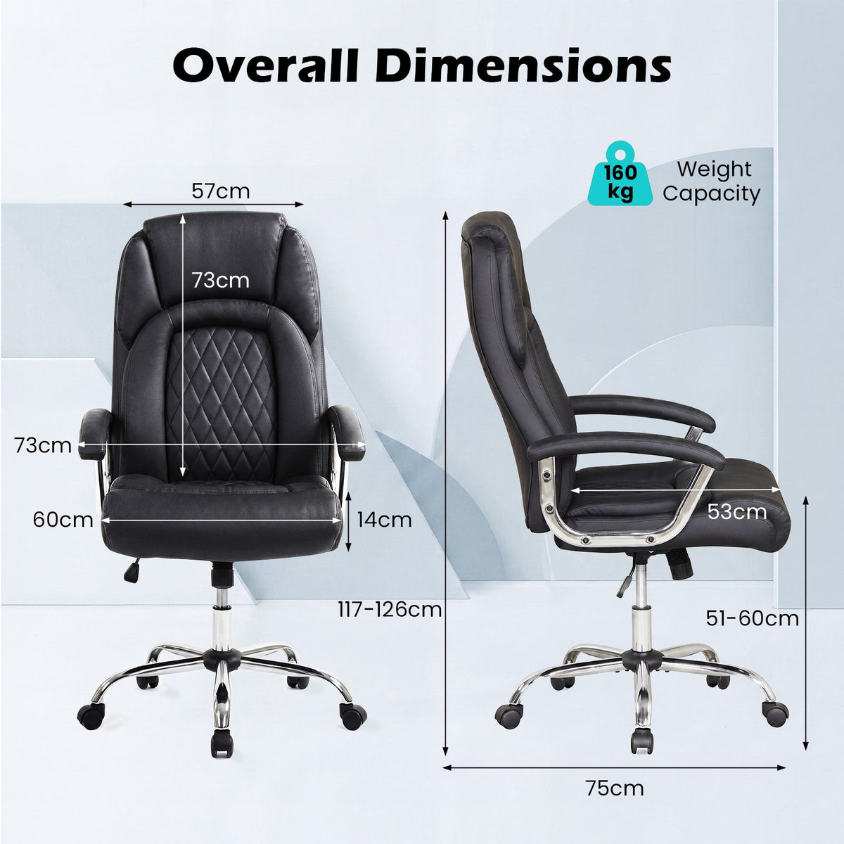 Goflame Ergonomic Leather Office Chair – Adjustable Swivel Executive Desk Chair with Armrests & Rocking Backrest