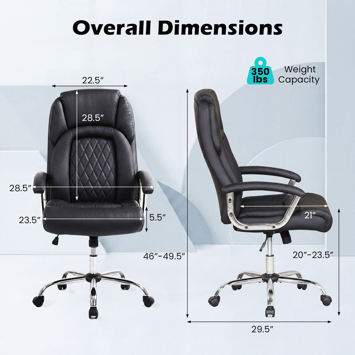 Goflame Ergonomic Leather Office Chair – Adjustable Swivel Executive Desk Chair with Armrests & Rocking Backrest