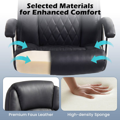 Goflame Ergonomic Leather Office Chair – Adjustable Swivel Executive Desk Chair with Armrests & Rocking Backrest