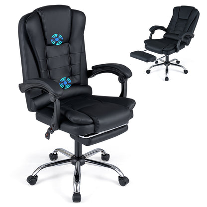 Goflame Massage Office Chair, Comfy Desk Chair with Foot Rest, Black | Executive Chair with Adjustable Reclining Backrest
