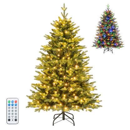 5FT Prelit Artificial Christmas Tree, Hinged Christmas Tree with 250 LED Lights