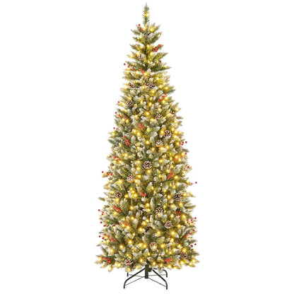 5FT Pre-Lit Pencil Christmas Tree, Artificial Xmas Tree with 408 Branch Tips