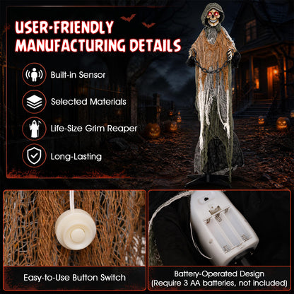 5.7 ft/175 cm Outdoor Life-Size Halloween Decoration with Chain