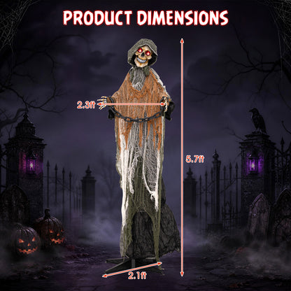 5.7 ft/175 cm Outdoor Life-Size Halloween Decoration with Chain
