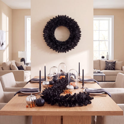 24 Inch/60 CM Wreath & 9 FT/255 CM Garland Set, Pre-Lit & Battery Operated