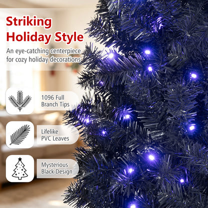 7/6 ft Decoration Tree for Christmas Halloween, Pre-Lit, Black