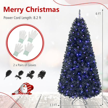 7/6 ft Decoration Tree for Christmas Halloween, Pre-Lit, Black