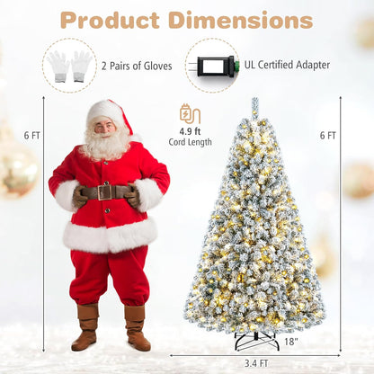 GOFLAME Artificial Christmas Tree Snow Flocked