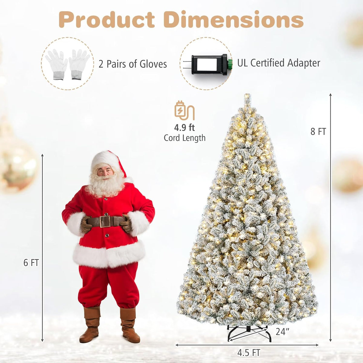 GOFLAME Artificial Christmas Tree Snow Flocked