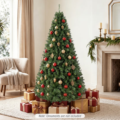 7/6/8 FT Pre-Lit Christmas Tree, Artificial Hinged Xmas Tree