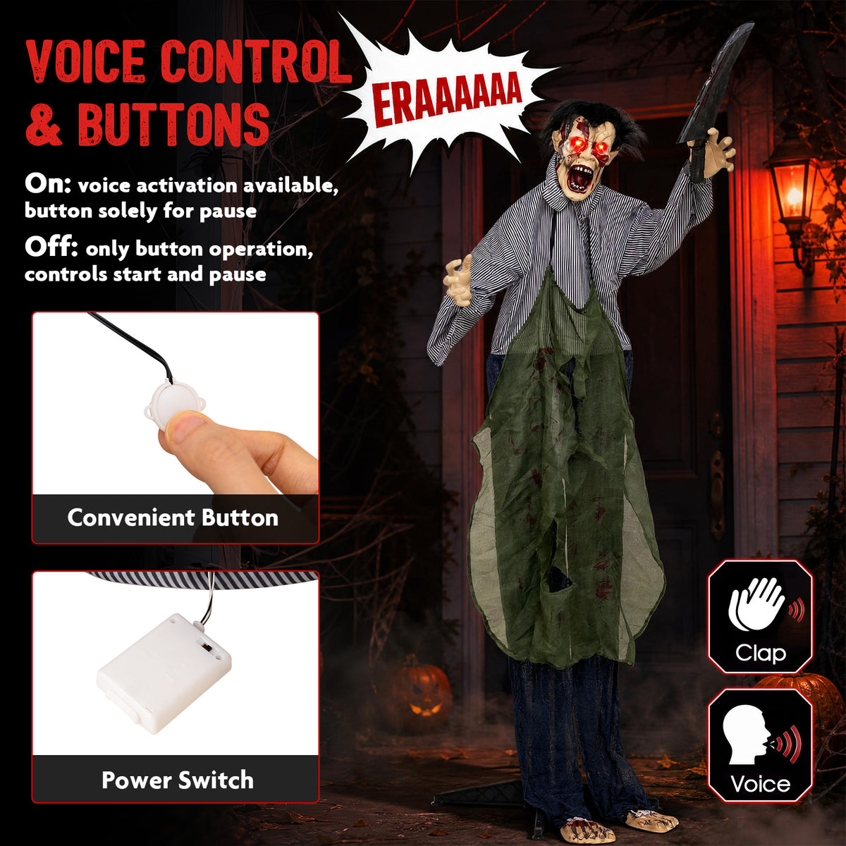 Zombie Halloween Decoration Outdoor with Glowing Eyes