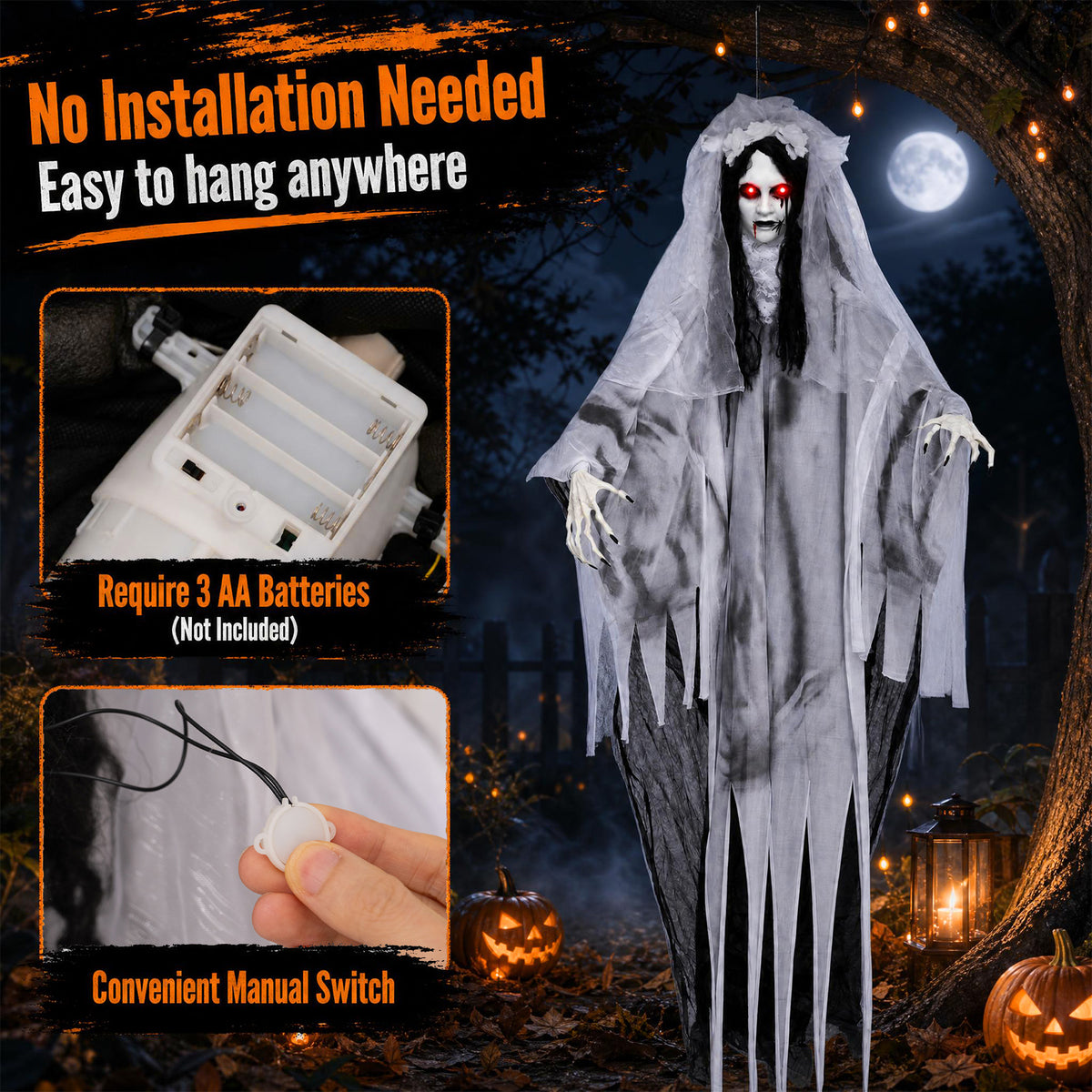 6 FT/185 CM Ghost Bride Halloween Decoration