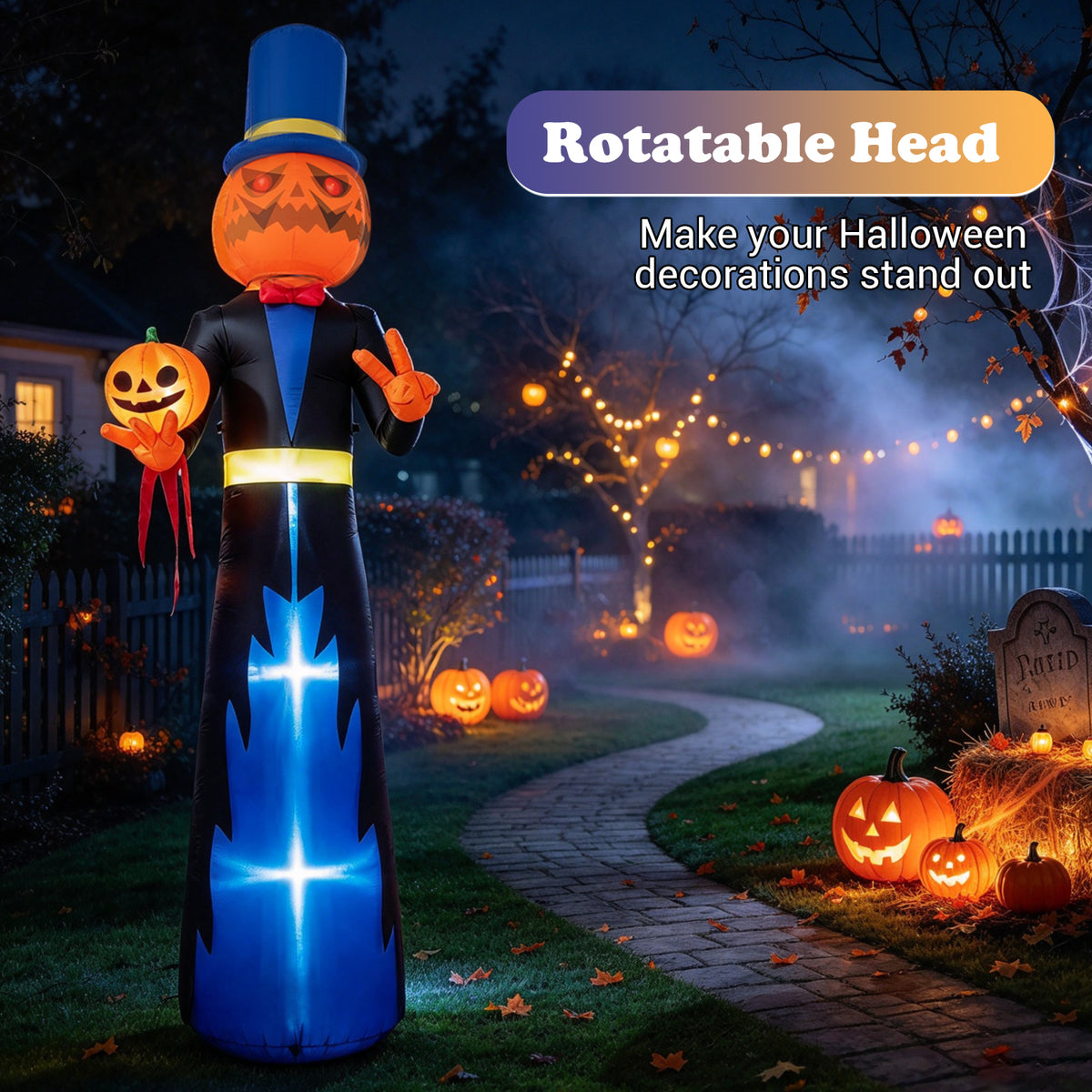 10 FT Animated Halloween Inflatable Pumpkin Gentleman Decoration