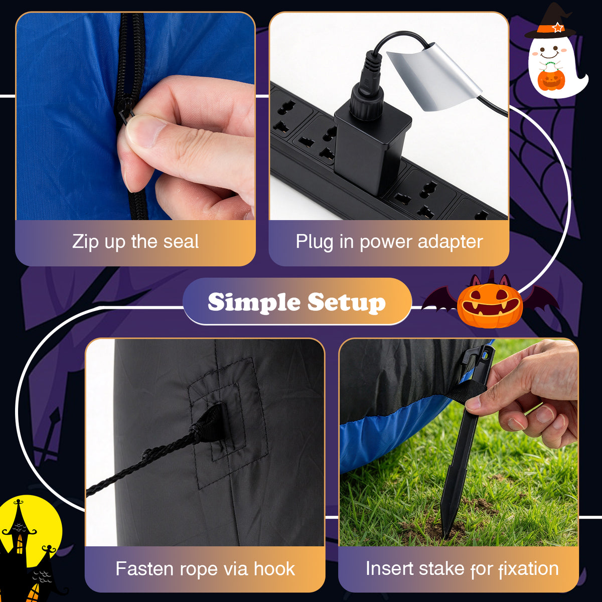 10 FT Animated Halloween Inflatable Pumpkin Gentleman Decoration