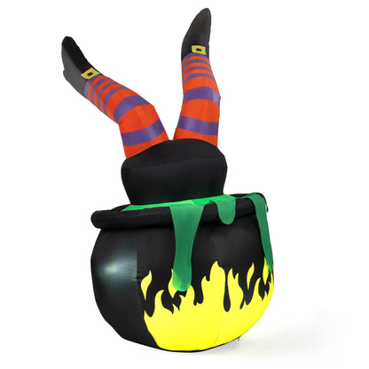 6 FT/185 cm Animated Halloween Inflatable Kicking Witch w/ LED Light