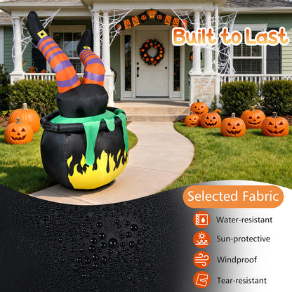 6 FT/185 cm Animated Halloween Inflatable Kicking Witch w/ LED Light