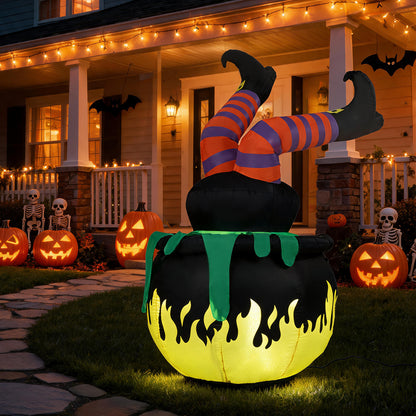6 FT/185 cm Animated Halloween Inflatable Kicking Witch w/ LED Light