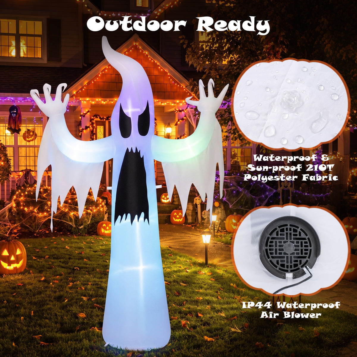 7.7 FT/235 CM Tall Halloween Inflatables Ghost Outdoor Decoration