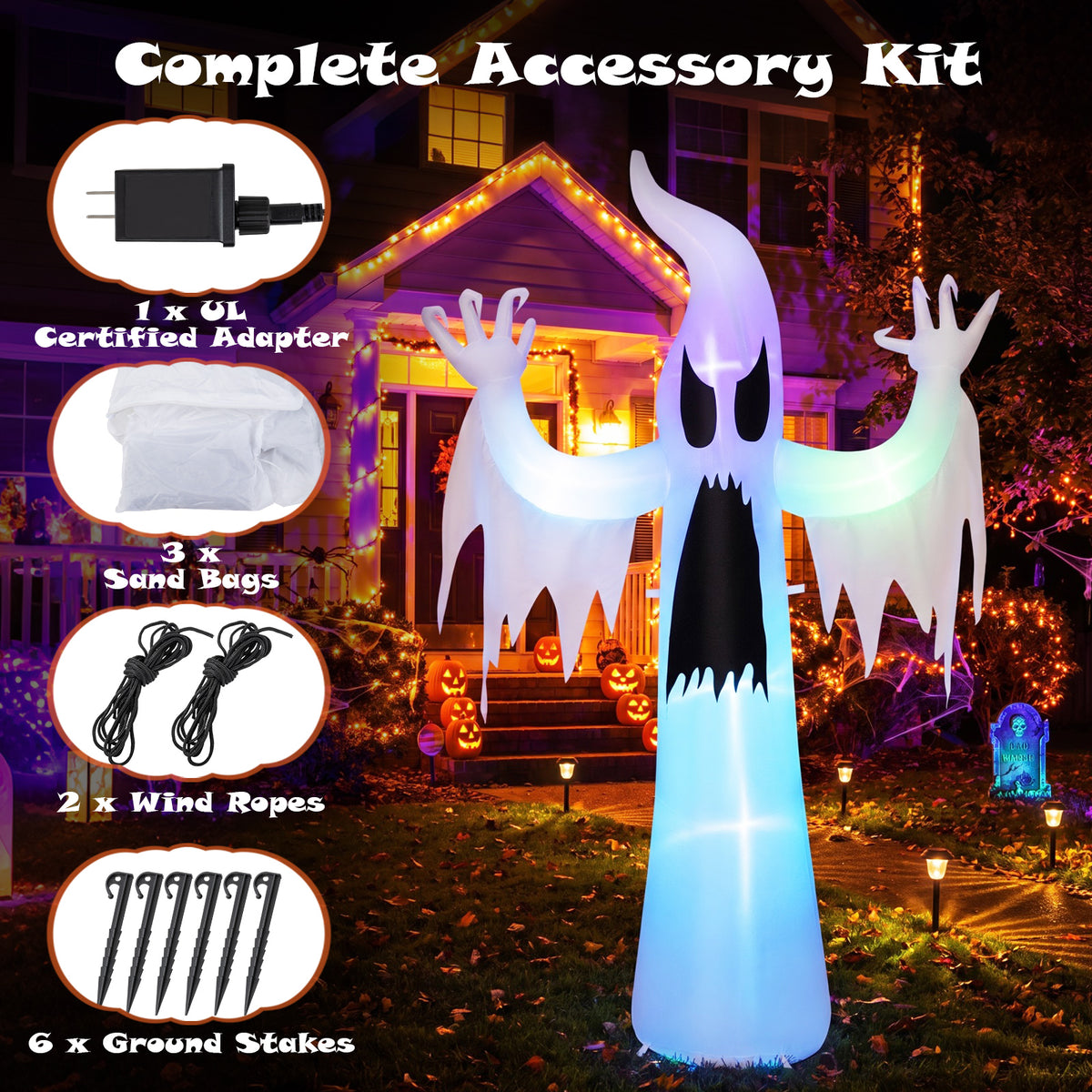 7.7 FT/235 CM Tall Halloween Inflatables Ghost Outdoor Decoration