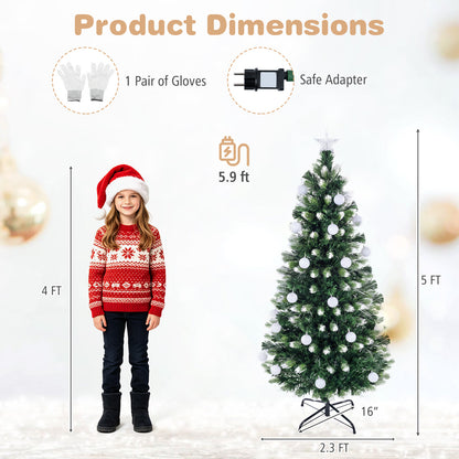 5 FT/150 CM Artificial Fiber Optic Christmas Tree, Pre-Lit, Green