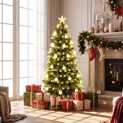 5 FT/150 CM Artificial Fiber Optic Christmas Tree, Pre-Lit, Green