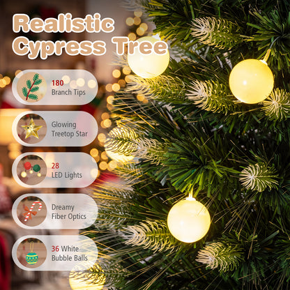 5 FT/150 CM Artificial Fiber Optic Christmas Tree, Pre-Lit, Green