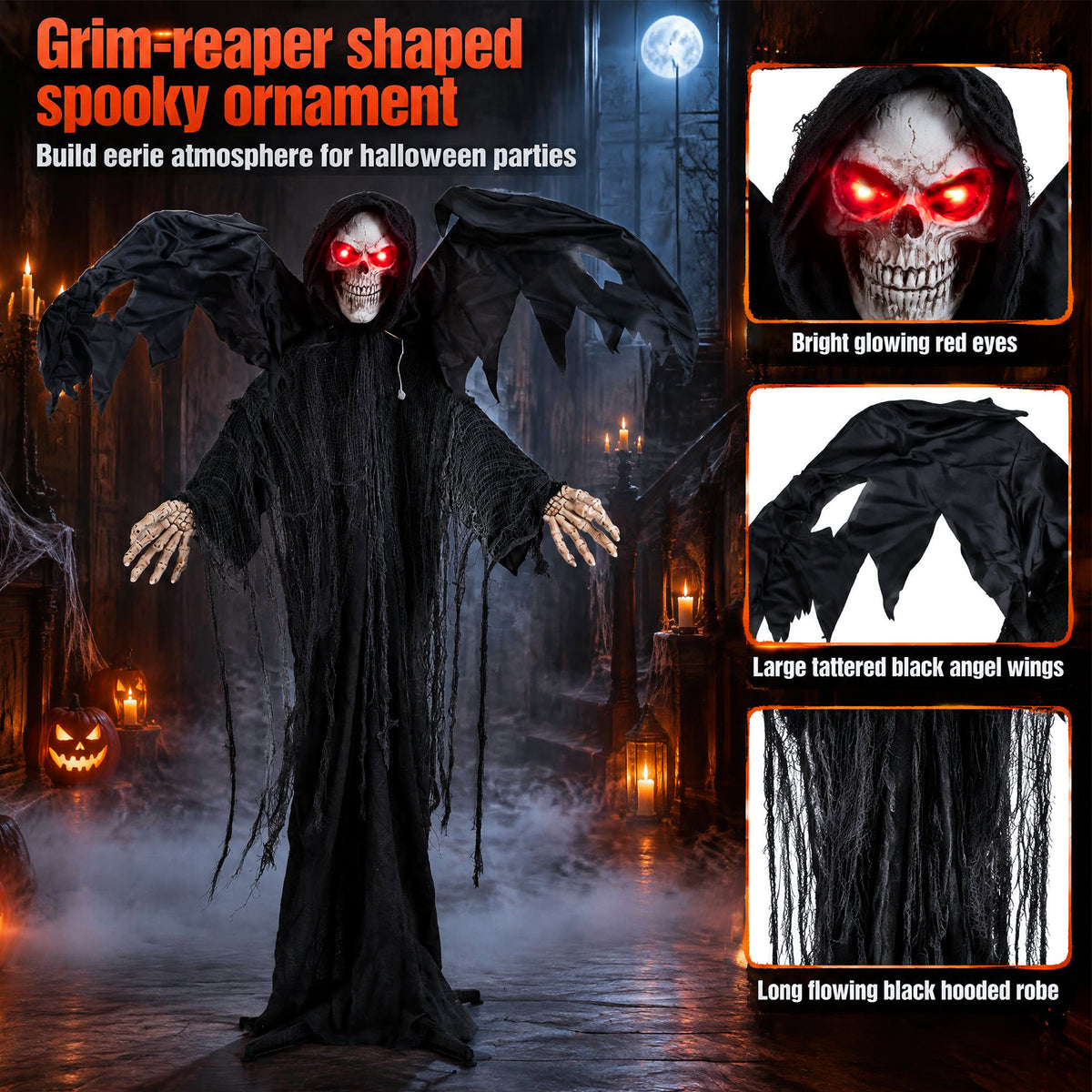 Halloween Standing Grim Reaper, Outdoor Life Size Animatronics