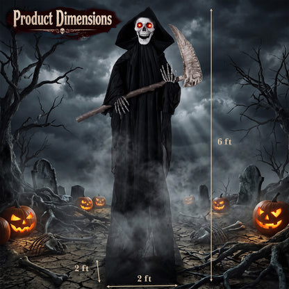6 FT Lifelike Grim Reaper w/Scythe Decorations