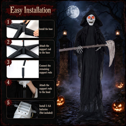 6 FT Lifelike Grim Reaper w/Scythe Decorations