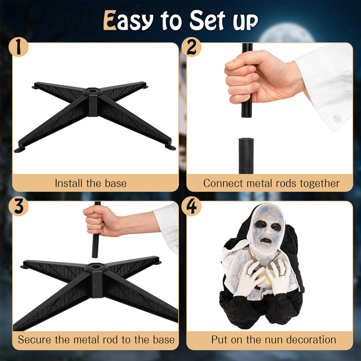 5.3 FT/160 CM Animated Nun Halloween Decoration