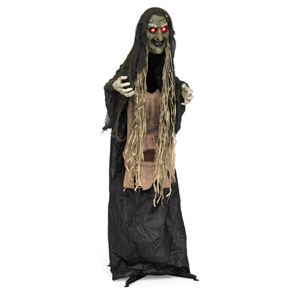 5.3 FT/160 CM Standing Hunchback Witch Prop w/ Light-up Eyes