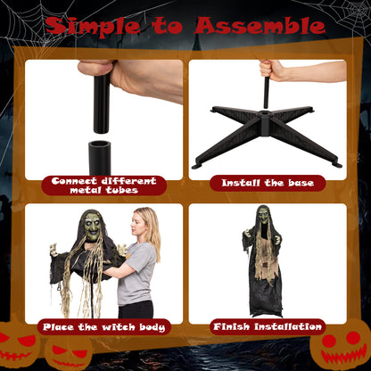 5.3 FT/160 CM Standing Hunchback Witch Prop w/ Light-up Eyes