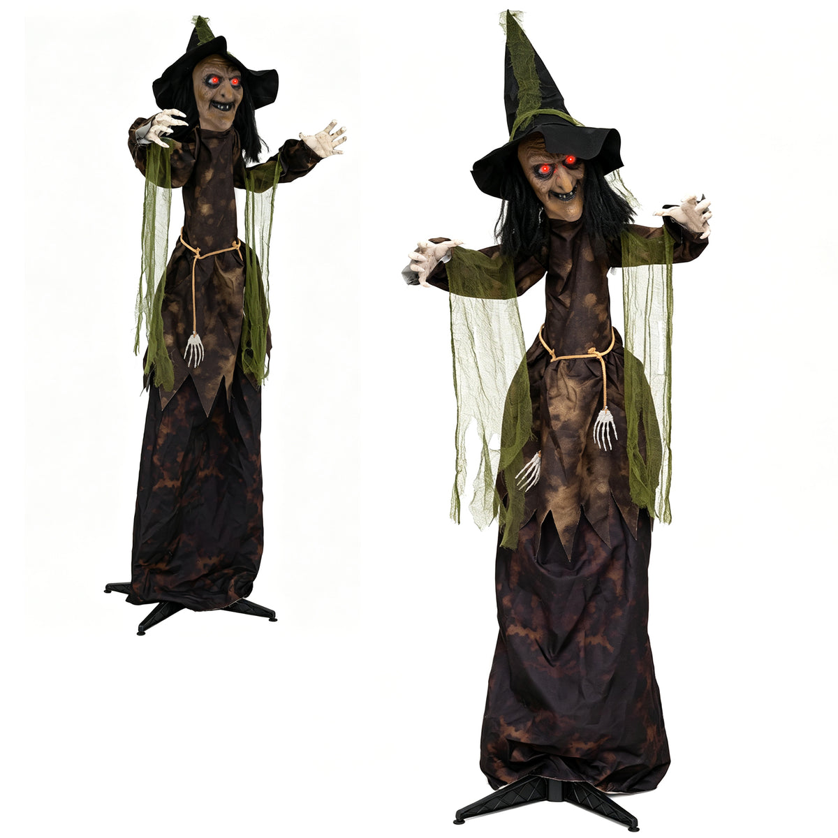 6.2 Ft. Halloween Animated Witch Decoration w/ Red Glowing Eyes