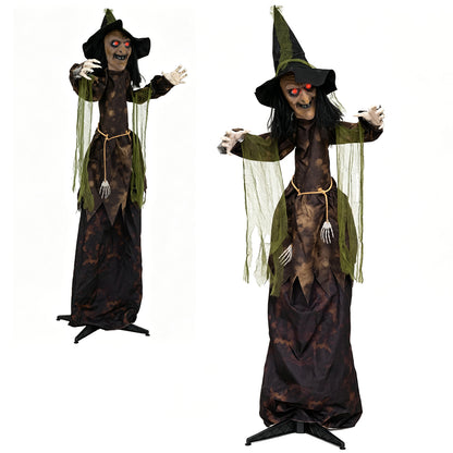 6.2 Ft. Halloween Animated Witch Decoration w/ Red Glowing Eyes