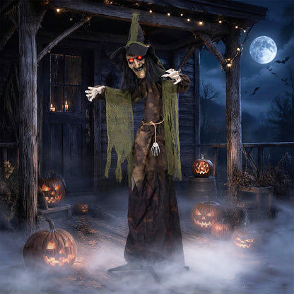 6.2 Ft. Halloween Animated Witch Decoration w/ Red Glowing Eyes