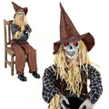 Halloween Animatronic Sitting Scarecrow with Candy Bowl