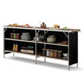 GOFLAME Folding Camping Table Aluminum Portable Picnic Table w/ 2-Tier Open Shelves & Spacious Tabletop