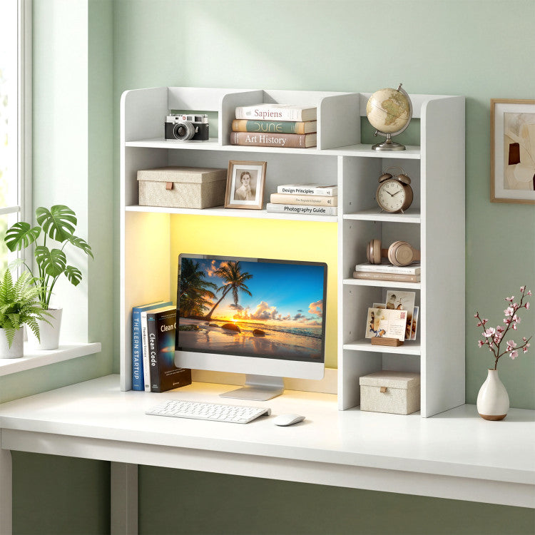 Goflame 35.5" Desktop Bookshelf with LED Lights