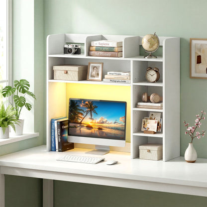 Goflame 35.5" Desktop Bookshelf with LED Lights