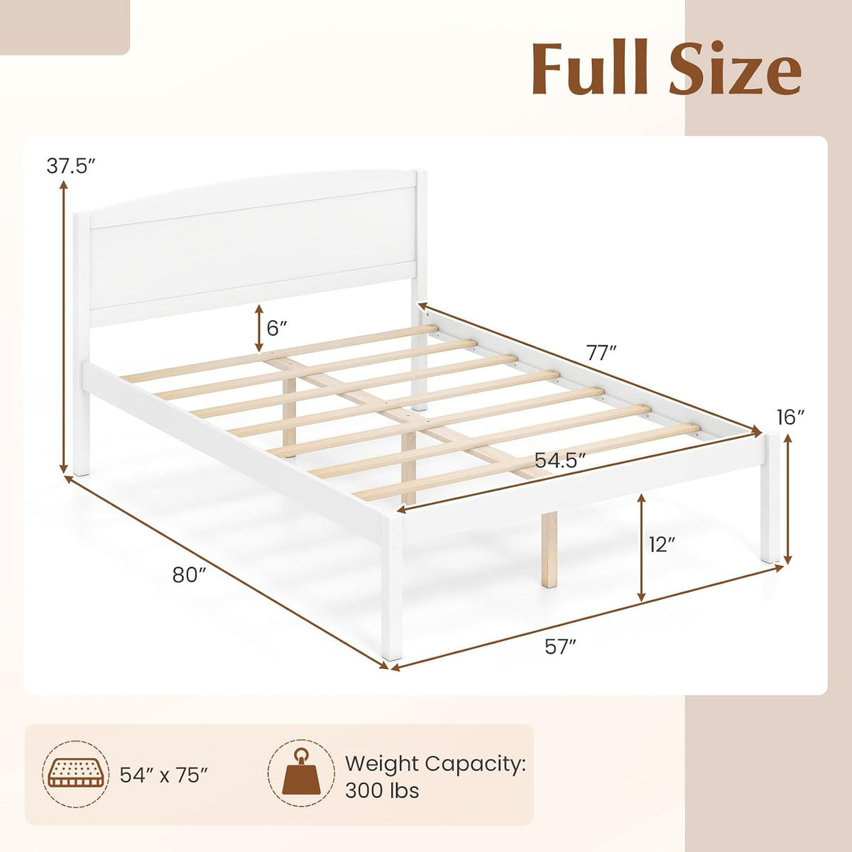 Goflame Wooden Bed Frame with Curved Headboard, Wood Slat Support | Farmhouse Platform Bed w/Heavy Duty Mattress Foundation