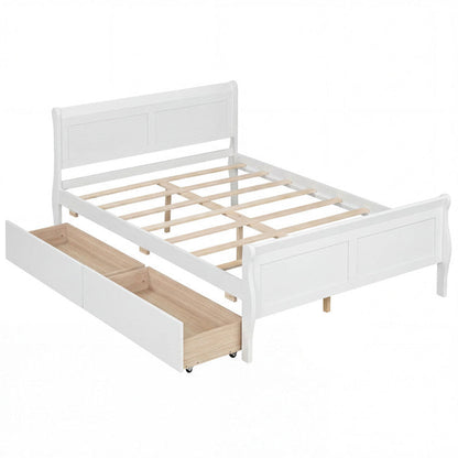 Goflame Twin/ Full/ Queen Bed with 2 Storage Drawers Wood Platform Bed with Headboard & Footboard