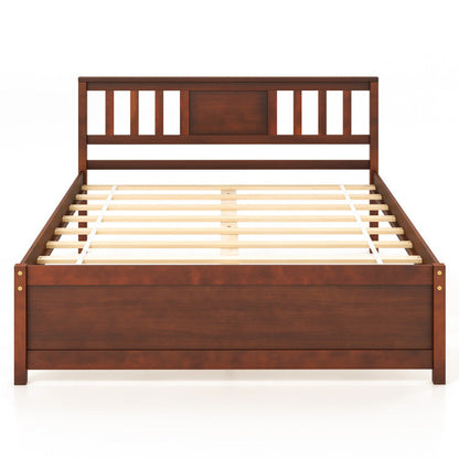 Goflame Solid Wood Platform Bed Frame, Mid Century Full Bed Frame with Headboard