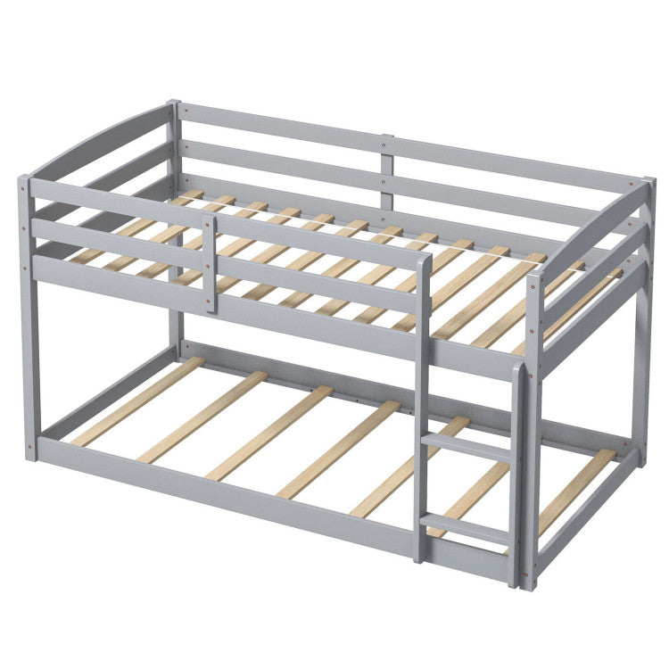 Goflame Solid Wood Twin Over Twin Bunk Bed Frame